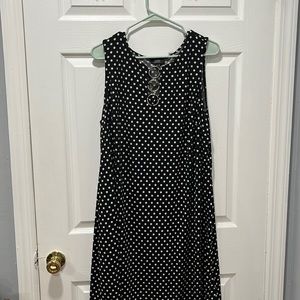 MSK Woman Black Polka Dot Sleeveless Dress